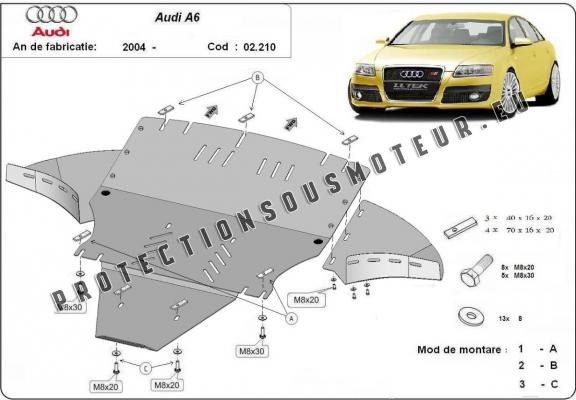 Protection sous moteur et de la boîte de vitesse Audi A6 avec laterale
