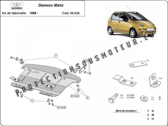 Protection sous moteur et de la boîte de vitesse Daewoo Matiz