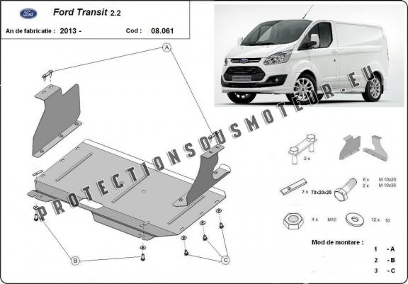 Protection sous moteur et de la boîte de vitesse Ford Transit Custom