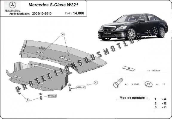 Protection sous moteur et de la boîte de vitesse Mercedes S-Classe W221 - 4x2