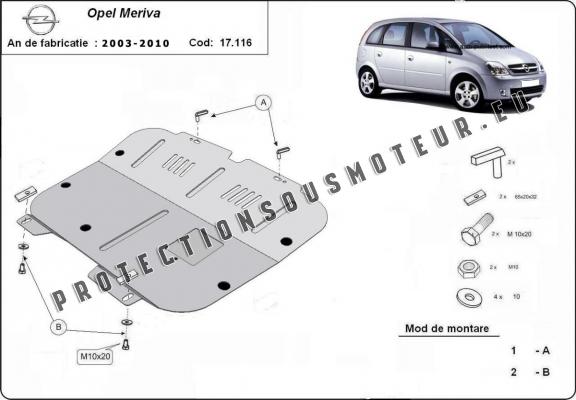 Protection sous moteur et de la boîte de vitesse Opel Meriva