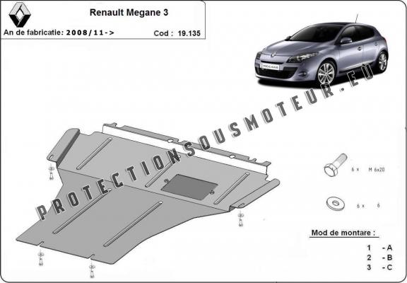 Protection sous moteur et de la boîte de vitesse Renault Megane 3