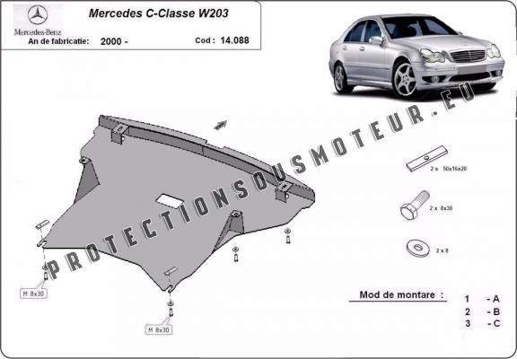 Protection sous moteur et de la radiateur Mercedes C-classe W203
