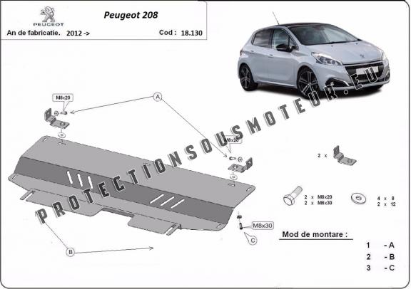 Protection sous moteur et de la boîte de vitesse Peugeot 208