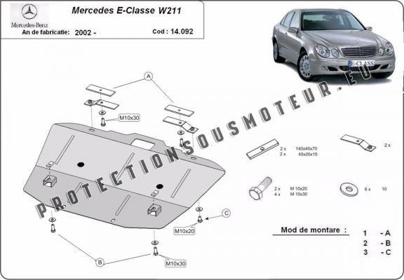 Protection sous moteur et de la radiateur Mercedes E-Classe W211