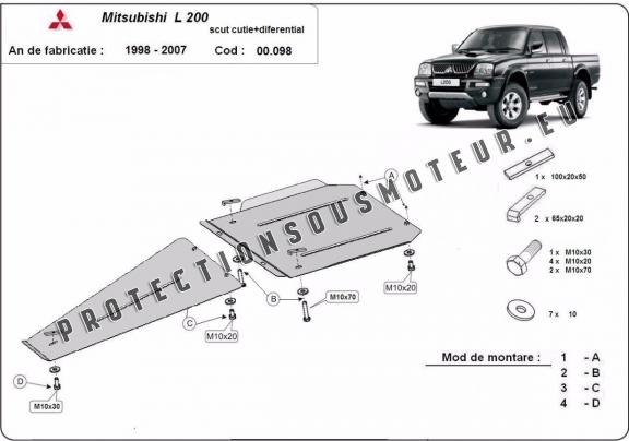 Protection de la boîte de vitesse et de la différentiel Mitsubishi L 200 