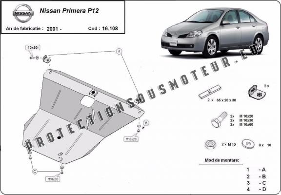 Protection sous moteur et de la boîte de vitesse Nissan Primera P12