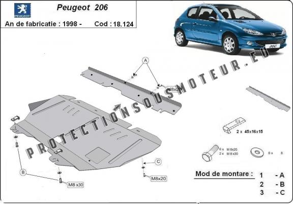 Protection sous moteur et de la boîte de vitesse Peugeot 206