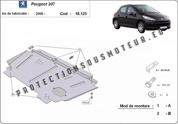 Protection sous moteur et de la boîte de vitesse Peugeot 207