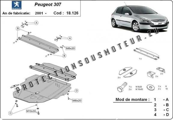 Protection sous moteur et de la boîte de vitesse Peugeot 307