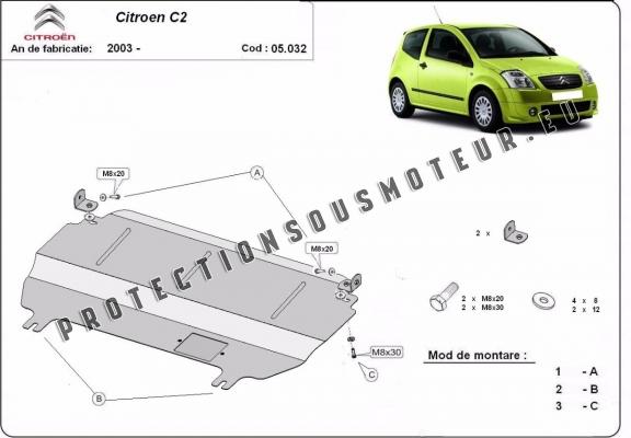 Protection sous moteur et de la boîte de vitesse Citroen C2