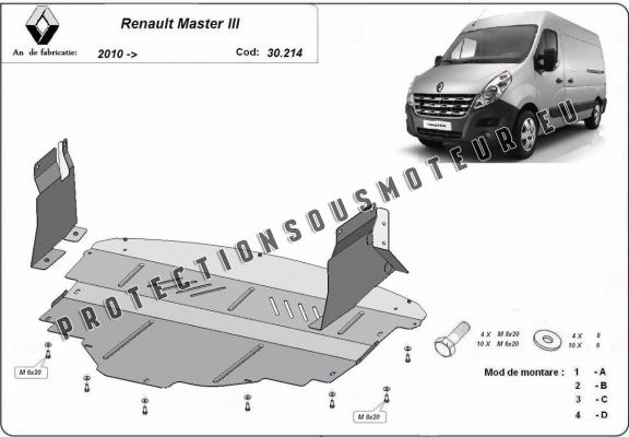 Protection sous moteur et de la boîte de vitesse Renault Master 3