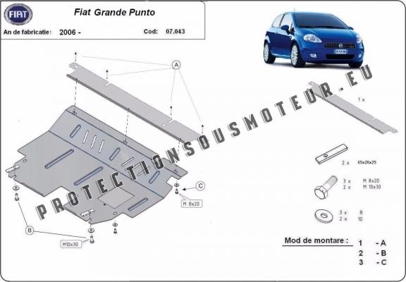 Protection sous moteur et de la boîte de vitesse Fiat Grande Punto
