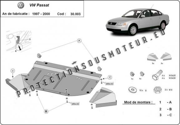 Protection sous moteur et de la radiateur VW Passat B5 1.6, 1.8 , 1.9 TDI