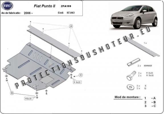 Protection sous moteur et de la boîte de vitesse Fiat Punto