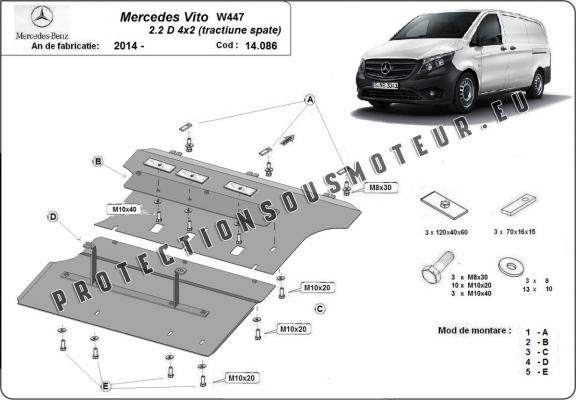 Protection sous moteur et de la boîte de vitesse Mercedes Vito W447 - 4X2 