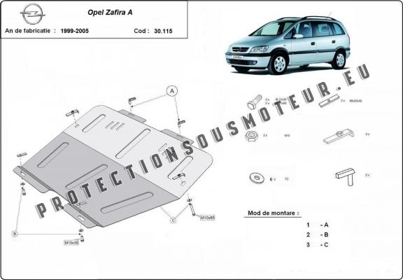 Protection sous moteur et de la boîte de vitesse Opel Zafira