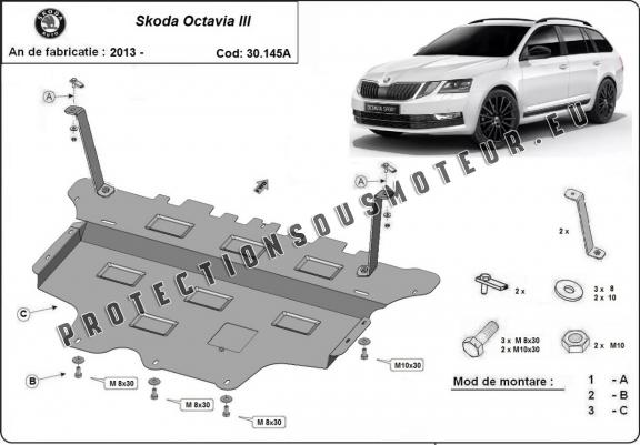 Protection sous moteur et de la boîte de vitesse Skoda Octavia 3 - Boîte de vitesse automatique