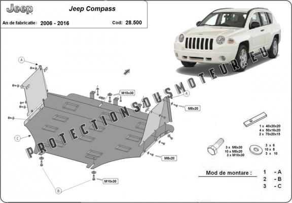 Protection sous moteur et de la boîte de vitesse Jeep Compass