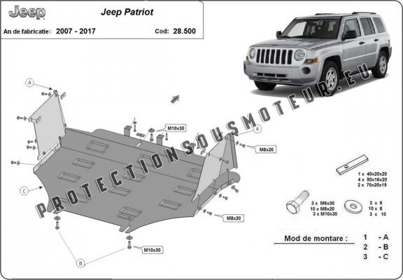 Protection sous moteur et de la boîte de vitesse Jeep Patriot