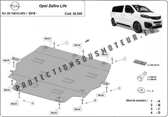 Protection sous moteur et de la boîte de vitesse Opel Zafira Life