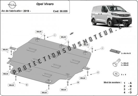 Protection sous moteur et de la boîte de vitesse Opel Vivaro