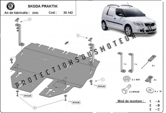 Protection sous moteur et de la boîte de vitesse Skoda Praktik