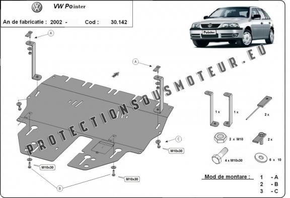 Protection sous moteur et de la boîte de vitesse Volkswagen Pointer