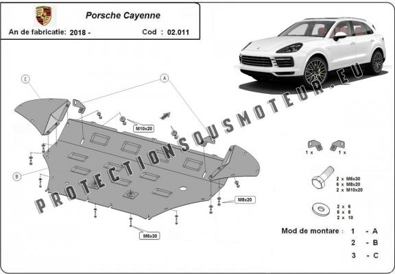 Protection sous moteur et de la radiateur Porsche Cayenne