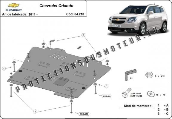 Protection sous moteur et de la boîte de vitesse Chevrolet Orlando