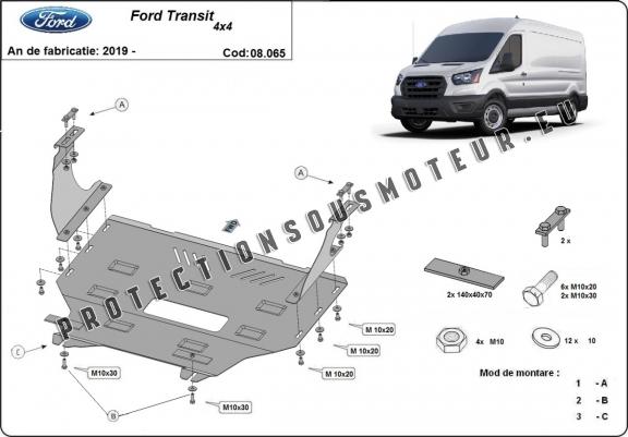 Protection sous moteur et de la boîte de vitesse Ford Transit - 4x4