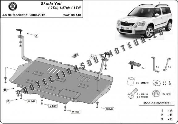 Protection sous moteur et de la boîte de vitesse Skoda Yeti