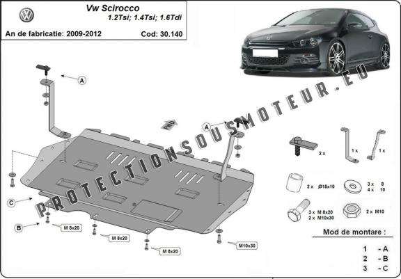 Protection sous moteur et de la boîte de vitesse Volkswagen Scirocco