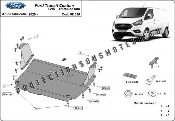 Protection sous moteur et de la boîte de vitesse Ford Transit Custom - FWD