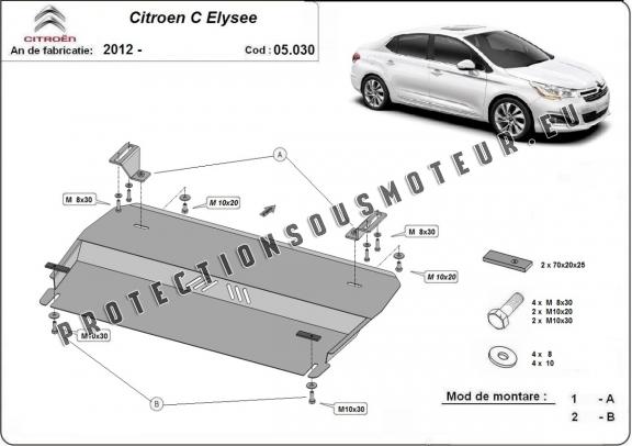 Protection sous moteur et de la boîte de vitesse Citroen C-Elysee
