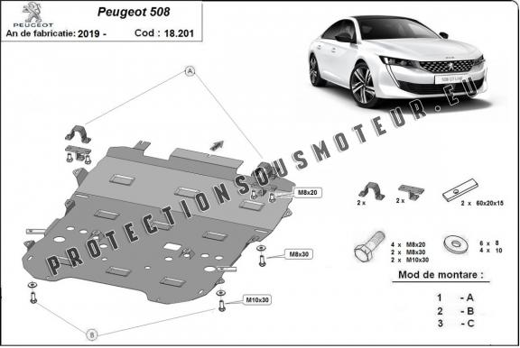 Protection sous moteur et de la boîte de vitesse Peugeot 508