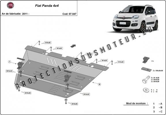 Protection sous moteur et de la boîte de vitesse Fiat Panda 4x4