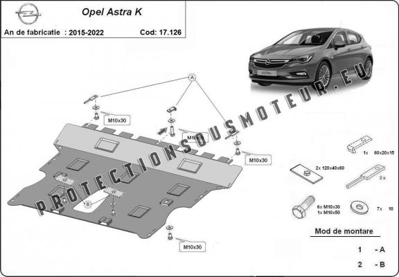 Protection sous moteur et de la boîte de vitesse Opel Astra K