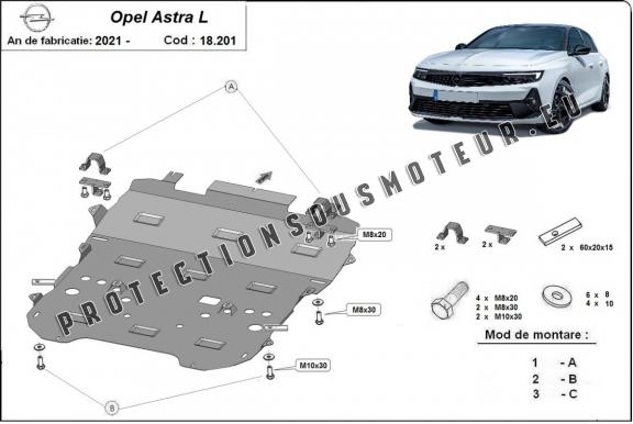 Protection sous moteur et de la boîte de vitesse Opel Astra L