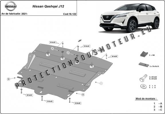 Protection sous moteur et de la boîte de vitesse Nissan Qashqai J12