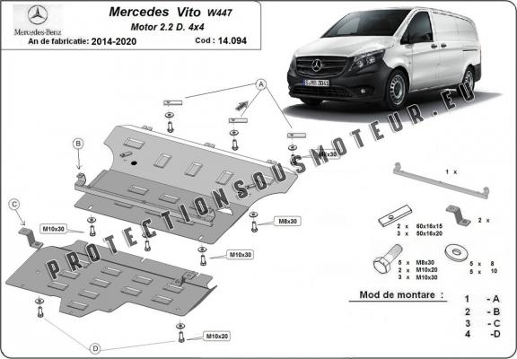 Protection sous moteur et de la boîte de vitesse  Mercedes Vito W447 2.2 D, 4x4
