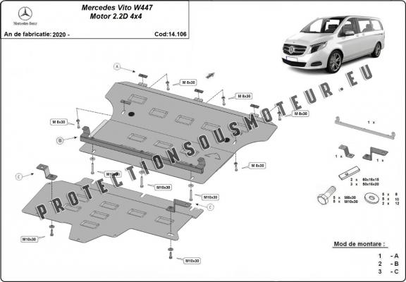 Protection sous moteur et de la boîte de vitesse  Mercedes Vito W447 2.2 D, 4x4